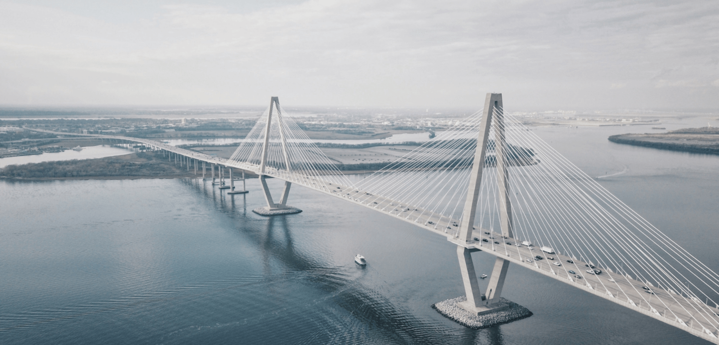 Modern bridge over a river